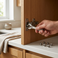 Hinge Alignment & Loose Joint Tightening Kit | Cam-Adjust Wrench + Threaded Inserts to Firm Up Wobbly Cabinet Doors | Lightweight Hardware Fix