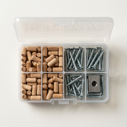 Cabinet Hinge & Screw Hole Repair Kit | Press-In Wood Filler Plugs & Screws to Re-Seat Loose Cabinet Hinges | Quick-Fix Hardware Kit