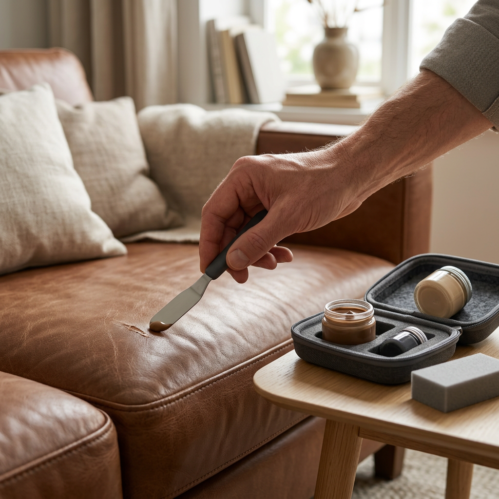 Upholstery & Sofa Repair Kit | Color-Matched Filler & Tools for Fabric, Leather & Vinyl Couch Fixes | Compact Home Repair