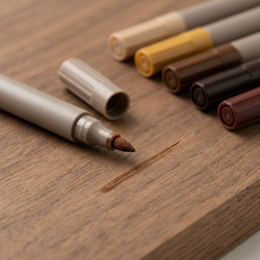 Wood Stain Touch-Up Marker Set | Walnut, Oak, Cherry & Mahogany Blending Pens for Scratches & Chips | No-Mix Refinish Pen