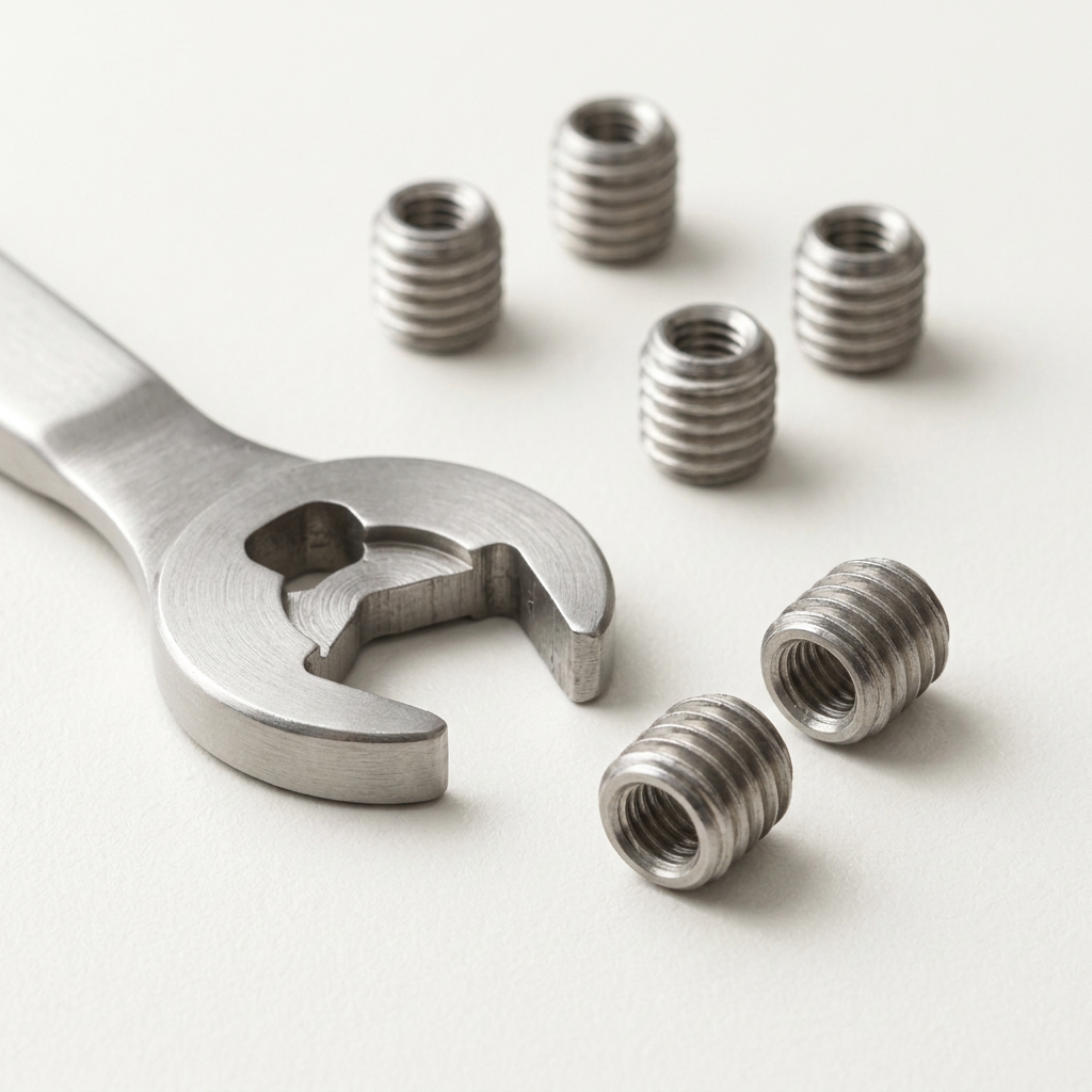 Hinge Alignment & Loose Joint Tightening Kit | Cam-Adjust Wrench + Threaded Inserts to Firm Up Wobbly Cabinet Doors | Lightweight Hardware Fix
