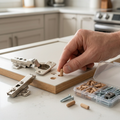 Cabinet Hinge & Screw Hole Repair Kit | Press-In Wood Filler Plugs & Screws to Re-Seat Loose Cabinet Hinges | Quick-Fix Hardware Kit