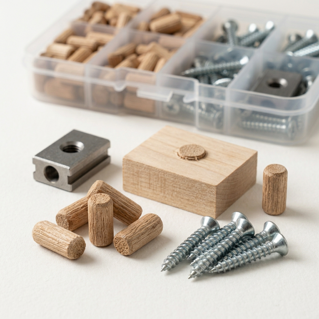 Cabinet Hinge & Screw Hole Repair Kit | Press-In Wood Filler Plugs & Screws to Re-Seat Loose Cabinet Hinges | Quick-Fix Hardware Kit