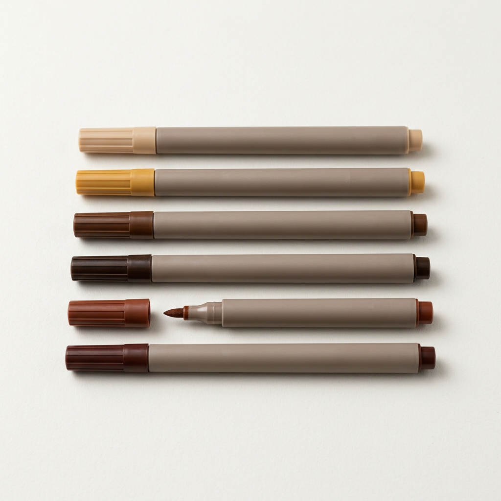 Wood Stain Touch-Up Marker Set | Walnut, Oak, Cherry & Mahogany Blending Pens for Scratches & Chips | No-Mix Refinish Pen