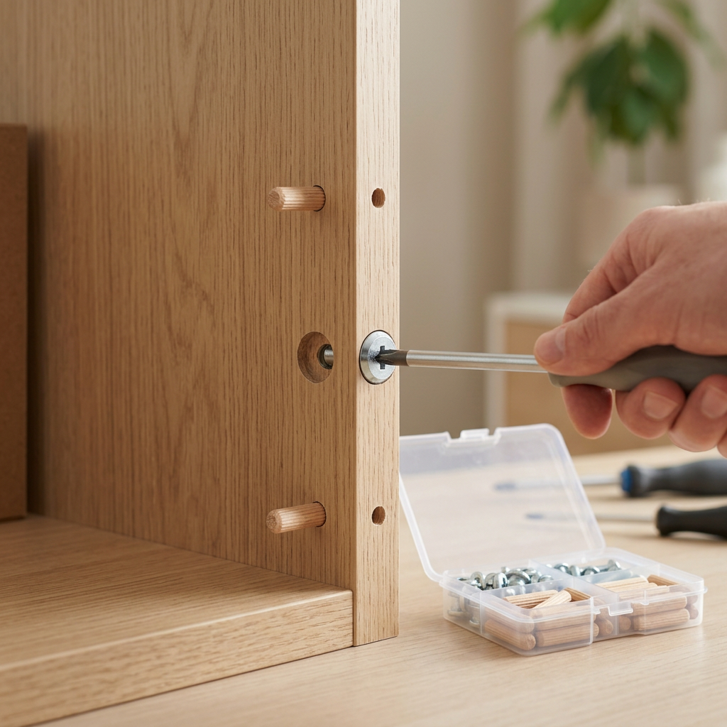 Cam Lock & Furniture Connector Assortment | Spare Connecting Bolts, Dowels & Cams for Re-Assembling Flat-Pack Furniture | Hardware Spare Kit